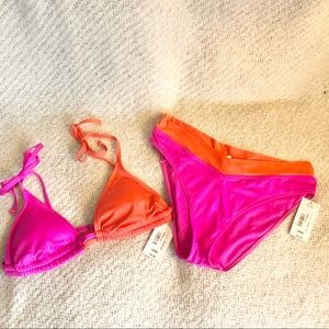 Sugar Beach Neon Pink Orange Bikini NWT!